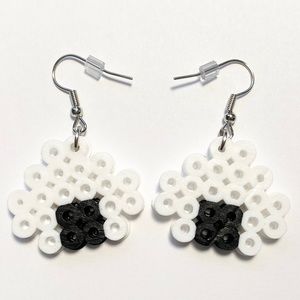 Sushi Perler Bead Earrings Black/White. New